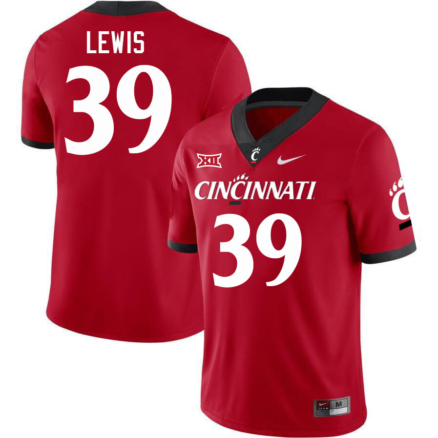 Cincinnati Bearcats #39 Cincear Lewis Big 12 Conference College Football Jerseys Stitched Sale-Red